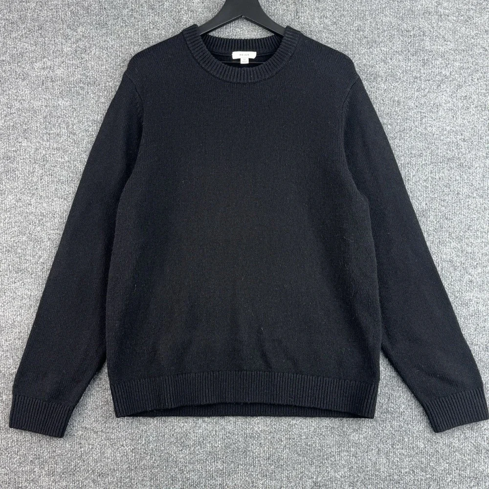 Reiss Sweater Mens XL Black Wool Blend Knit Casual Preppy Luxury Long Sleeve